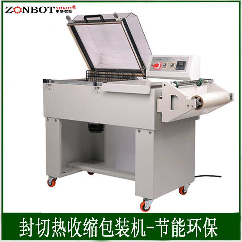 FM5540二合一熱收縮機只需將產品放置在輸送帶上，機器會自動完成送膜、裹膜、封切、熱收縮等一系列動作，無需人工過多干預，大大節省了包裝時間和人力成本